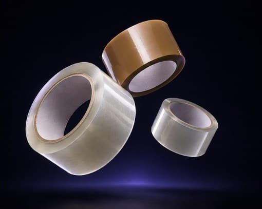 Floating industrial packing tape rolls